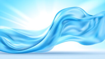 Poster - A flowing piece of blue fabric against a light background