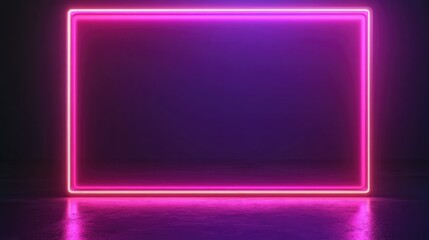 Poster - Vibrant Neon Frame in Dark Environment Illuminating Creative Space for Digital Art, Advertisements, and Modern Design Concepts in Contemporary Settings