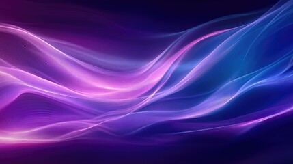Fototapete - Abstract Flowing Waves in Purple and Blue Gradient with Soft Light Effects for Background Design, Digital Art, or Website Decoration