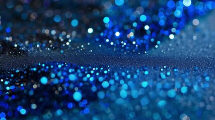 Poster - A close-up capture of shimmering blue glitter against a blurred background showcasing various shades and sparkles during daylight