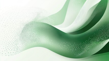 Fototapete - Abstract Green Wave Background with Soft Dots and Curved Lines for Creative Projects, Presentations, and Digital Designs
