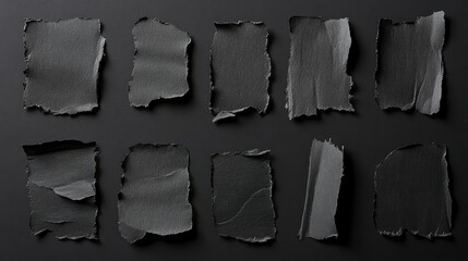 Poster - Collection of Rough Edged Black Paper Textures and Backgrounds for Creative and Artistic Projects, Ideal for Overlay, Collage and Design Work