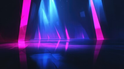 Poster - Vibrant Abstract Futuristic Background with Colorful Bright Lights and Smooth Reflections, Perfect for Technology and Dance Themes in Digital Art
