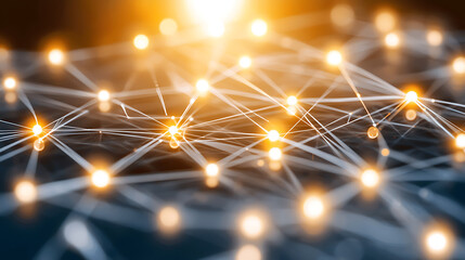 Poster - Illuminated network connections digital space abstract art virtual environment close-up view technology concept