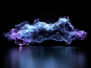 Poster - Abstract Cloud Formation in Purple and Blue Illuminating with Reflection on Glossy Surface