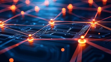 Fototapete - Network Connections:  A Digital Landscape of Interconnectivity