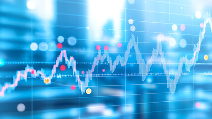 Poster - Stock market surge analysis financial district data visualization urban environment digital perspective economic insights