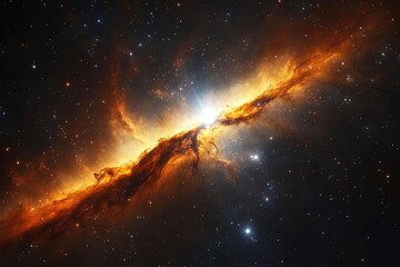 Wall Mural - fiery nebula displaying brilliant light among numerous star clusters