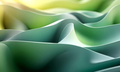 Poster - Abstract organic green surface waves flowing in a calming seamless animation