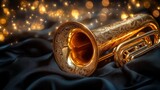 Golden Tuba on Dark Fabric