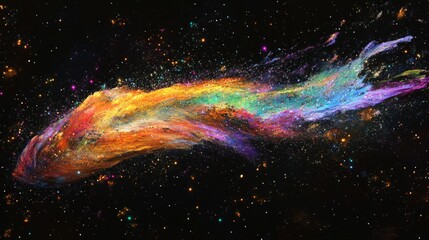 Poster - A colorful, irregular galaxy, its chaotic shape defying the symmetry of traditional spirals and ellipticals