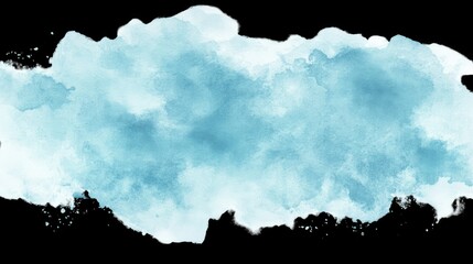 Poster - Soft Blue Watercolor Splash on Black Background, Ideal for Backgrounds, Artistic Displays, and Creative Design Projects Featuring Fluid Beauty and Artistic Expression