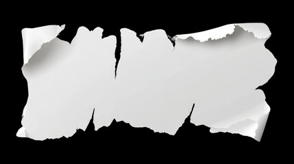 Poster - Torn White Paper Isolated on Black Background, Ideal for Presenting Designs, Text, or Creative Images with a Unique and Modern Look and Feel