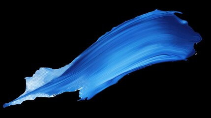 Poster - Beautiful and Vivid Blue Paint Stroke on Black Background Perfect for Creative Projects and Artistic Designs, Capturing Movement and Fluidity in Visual Artistry