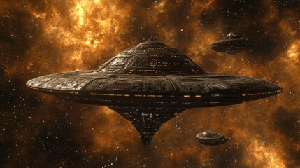 Poster - A colossal alien structure floating in space, radiating energy and mystery