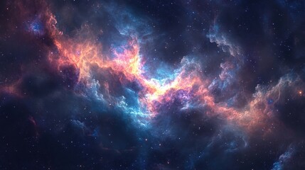 Poster - A cosmic nebula texture with swirling clouds of gas and dust, glowing with vibrant interstellar colors