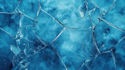 Poster - A cracked ice-inspired blue background, with sharp frost-like details and cool tones