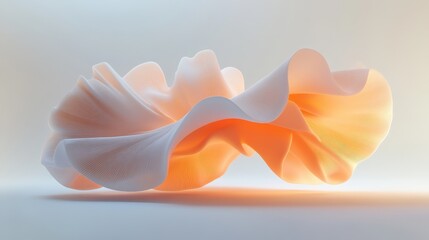 Poster - A creative abstract 3D object floating on a white background, with soft lighting effects
