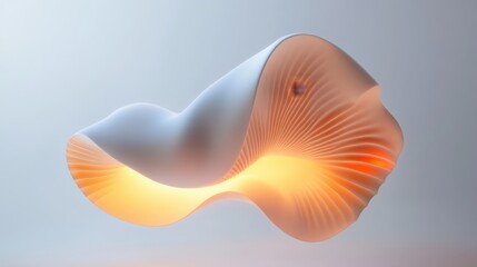 Poster - A creative abstract 3D object floating on a white background, with soft lighting effects