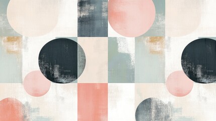 Aufkleber - Abstract Geometric Shapes in Soft Pastel Tones with Texture Variations