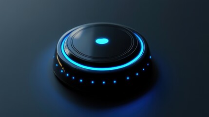 Poster - A cyber-inspired push button with an illuminated surface, designed for AI-driven applications