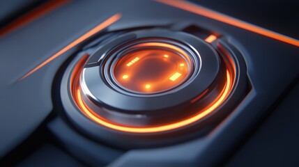 Leinwandbilder - A cybernetic technology activation button, seamlessly integrated into an advanced AI-controlled device