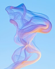 Poster - Abstract Art: Delicate, Flowing Forms in Soft Pastel Colors Against Blue Backdrop