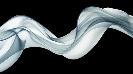 Poster - Smooth Flowing Wave in Soft Gray and White Hues against a Black Background for Abstract Design and Artistic Inspiration