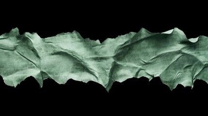 Poster - Textured Surface of Crumpled Green Paper Against Black Background, Ideal for Abstract Designs, Backgrounds, and Creative Projects Featuring Organic Shapes and Unique Patterns