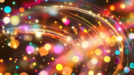 Poster - Abstract Colorful Light Trails with Bokeh Background
