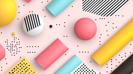 Poster - Colorful Geometric Shapes and Patterns on a Soft Background