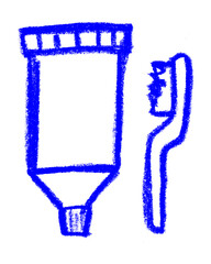 Wall Mural - toothpaste and toothbrush stomatology related icon crayon chalk drawing vector