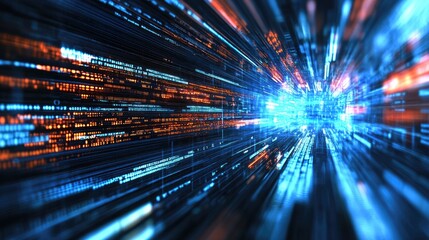 Poster - Abstract Data Stream in Motion with Light Trails and Technology Effects