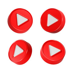 Fototapete - play button 3d red color rendering realistic