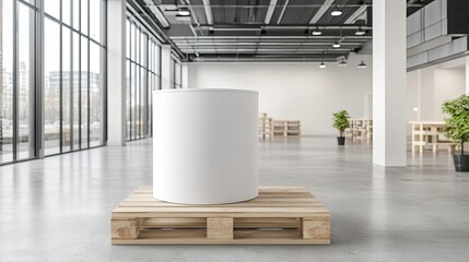 Poster - Minimalist Showcase Stand in a Bright Modern Interior Space
