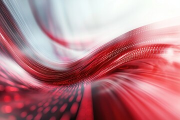 Aufkleber - Abstract red waves with flowing lines and digital patterns create a dynamic visual representation
