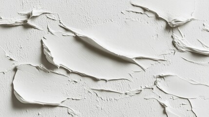 Poster - Textured plaster wall featuring sculptural relief patterns, revealing dynamic shapes with intricate shadows and artistic surface variations in white tones