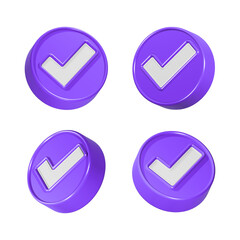 Wall Mural - checkmark icon 3d rendering set