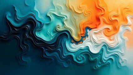 Aufkleber - abstract waves with colorful swirls blending together, creating a visually dynamic effect. The colors include shades of blue, teal, orange, and yellow