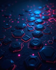 Aufkleber - A close-up view of a network of interconnected hexagonal shapes in a technological environment. The design creates a futuristic and high-tech atmosphere