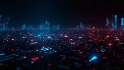 Aufkleber - a stunning digital representation of a microchip. Glowing lights and intricate circuits suggest the complexity of modern technology 