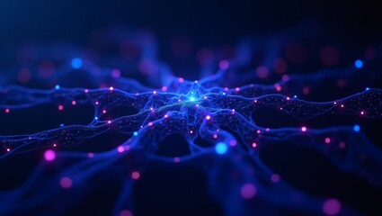 Aufkleber - a representation of neural network system with a blue and pink color scheme, highlighting a central node
