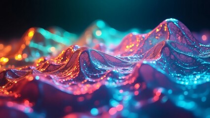 Aufkleber - an abstract digital visualization of colorful, flowing data streams