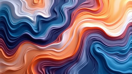 Aufkleber - Abstract fluid art with vibrant colors and wavy patterns. The artwork is an eye-catching display of smooth lines and textured surfaces.