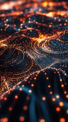 Fototapete - Dynamic data streams flowing through a glowing circuit abstract digital landscape visual art futuristic view