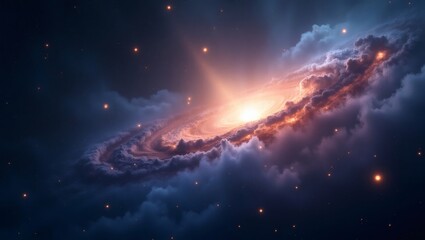 Poster - an awe-inspiring image of a spiral galaxy in the vastness of space. The galaxy's radiant colors and intricate structures evoke a sense of wonder