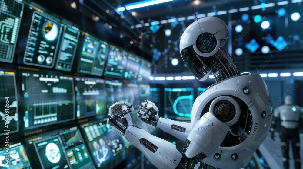 Artificial intelligence orchestrating data analytics in a futuristic ...