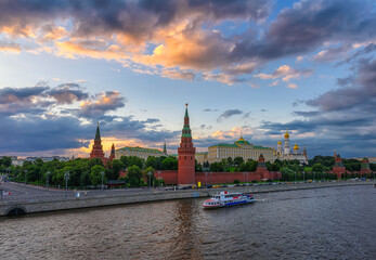Wall Mural - moscow kremlin, kremlin embankment and moscow river in moscow, russia. architecture and landmark of 