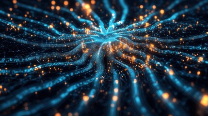 Poster - Glowing circuit tree abstract digital art virtual environment futuristic viewpoint energy concept