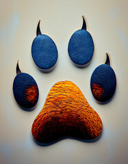 Poster - Vibrant abstract paw print showcasing textures and colors in a modern artistic composition